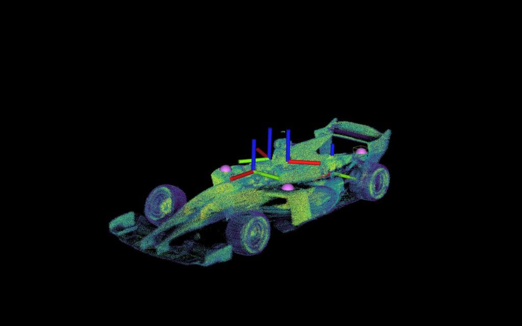 3D LiDAR point cloud calibration scan of a race car